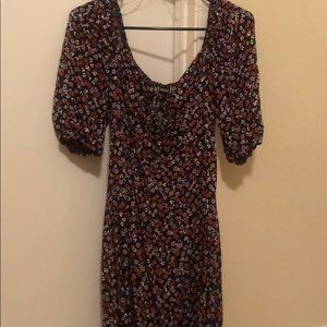 Black multi color flower dress